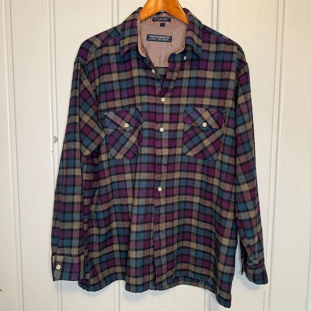 Winterweights by Van Heusen VTG Men's L Plaid Flannel Button-Up Shirt